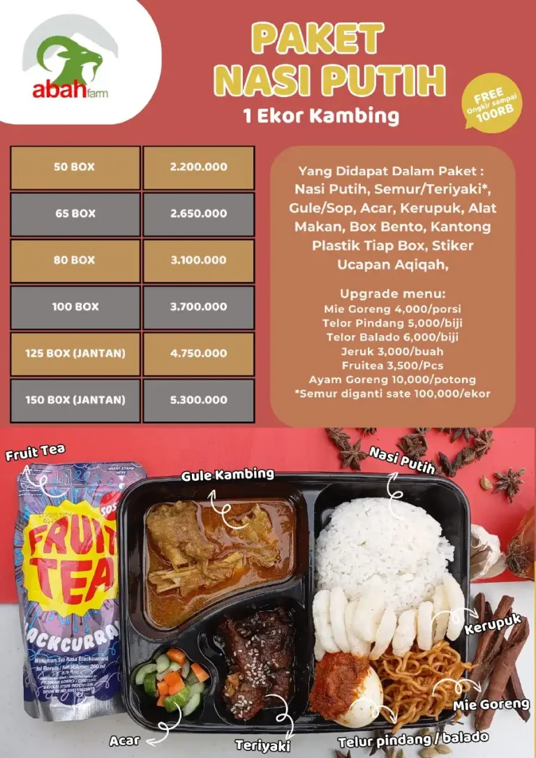 paket aqiqah 1 kambing bogor nasi putih